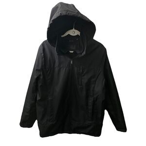 Calvin Klein Jacket Mens Medium Black Storm Collar Hooded Water Wind Resistant